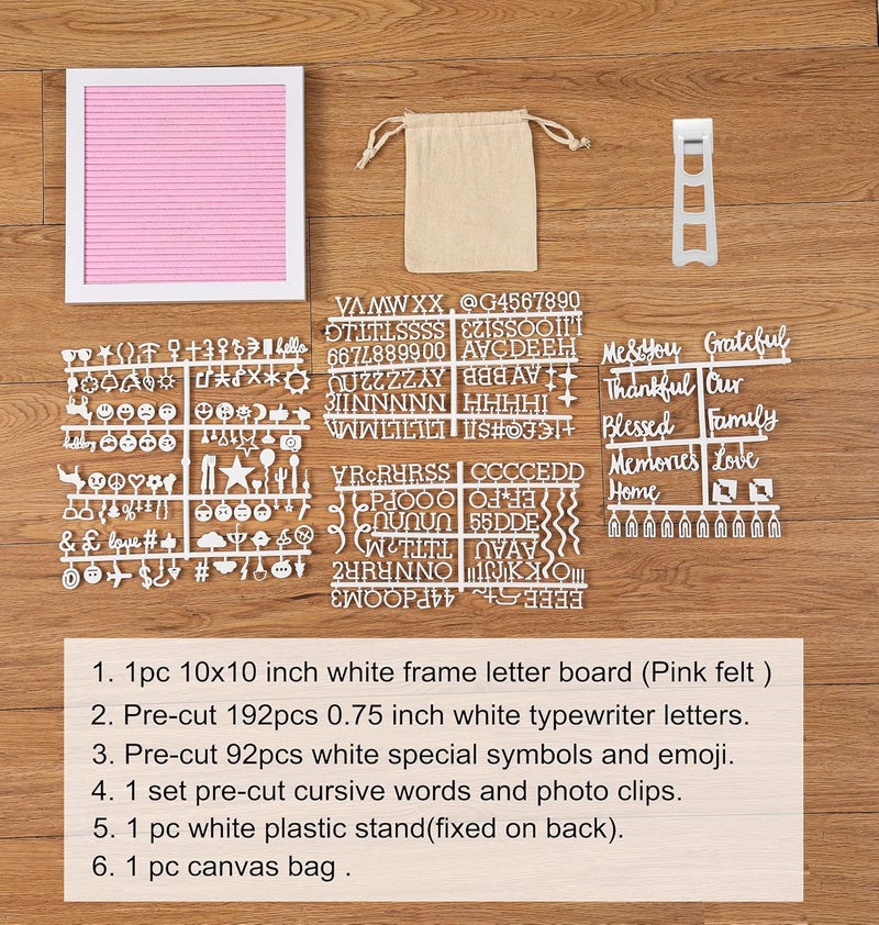 G GAMIT Letter Board Sign White Frame 10x10 - Felt Letter Board Baby Announcement Board with Typewriter Letters, White Letter Board Sign Board&Message Board with Stand and Canvas Bag. - Image 5